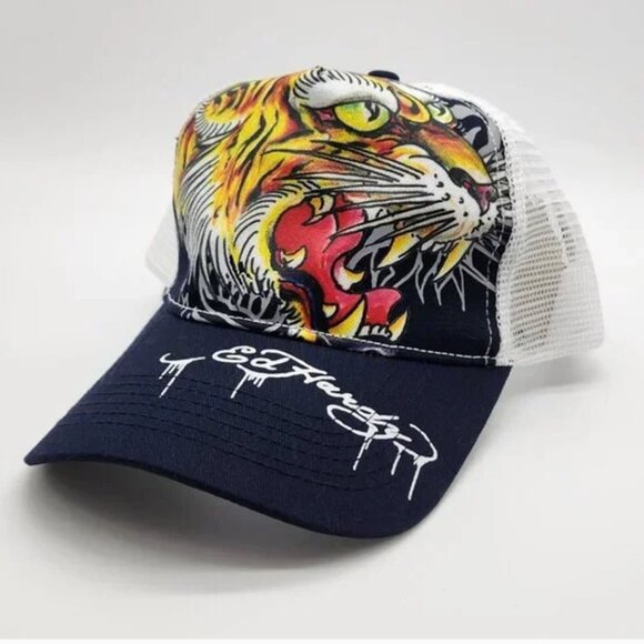 Ed Hardy Screaming Tiger Trucker Hat Mesh Snapback Cap NWT - Picture 1 of 4